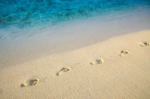 Diagonal Footprints On Sand Be 117259646