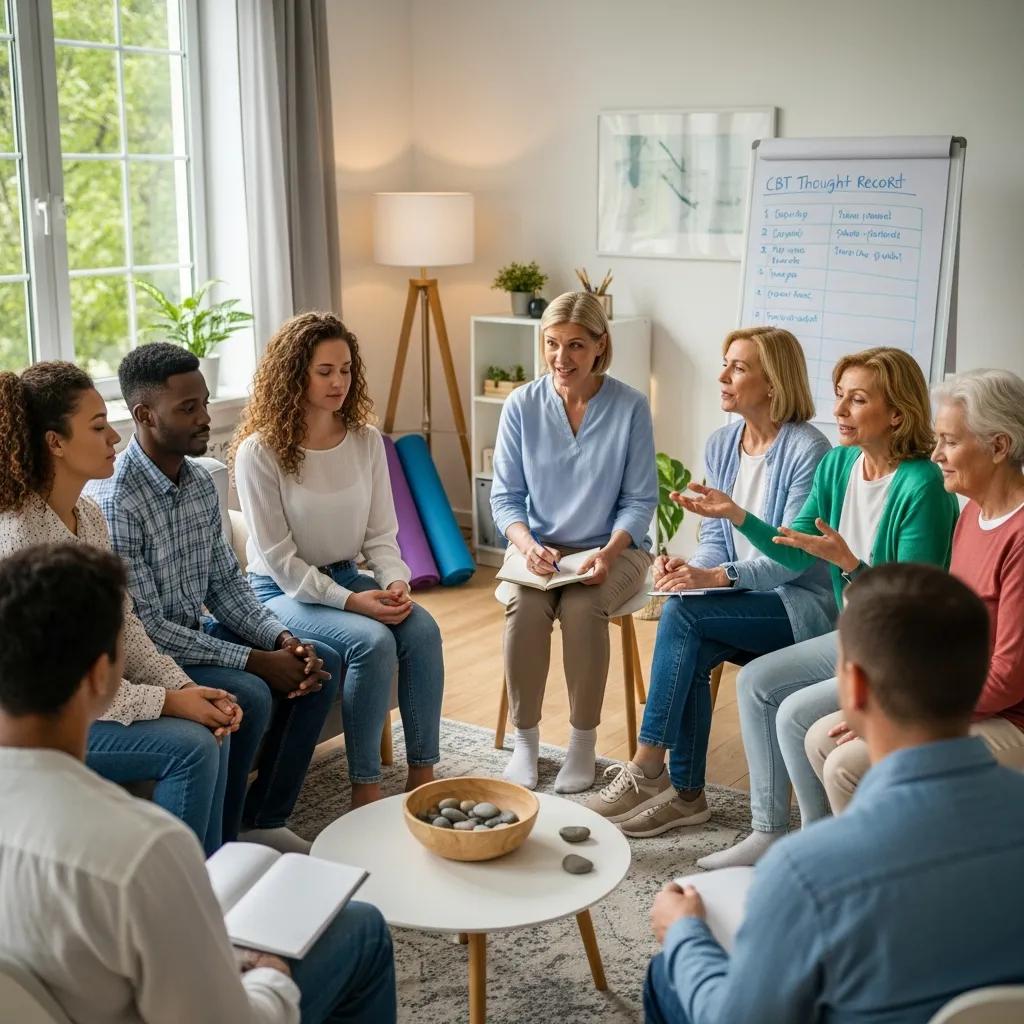 Group therapy session demonstrating benefits of individual therapy for mental health