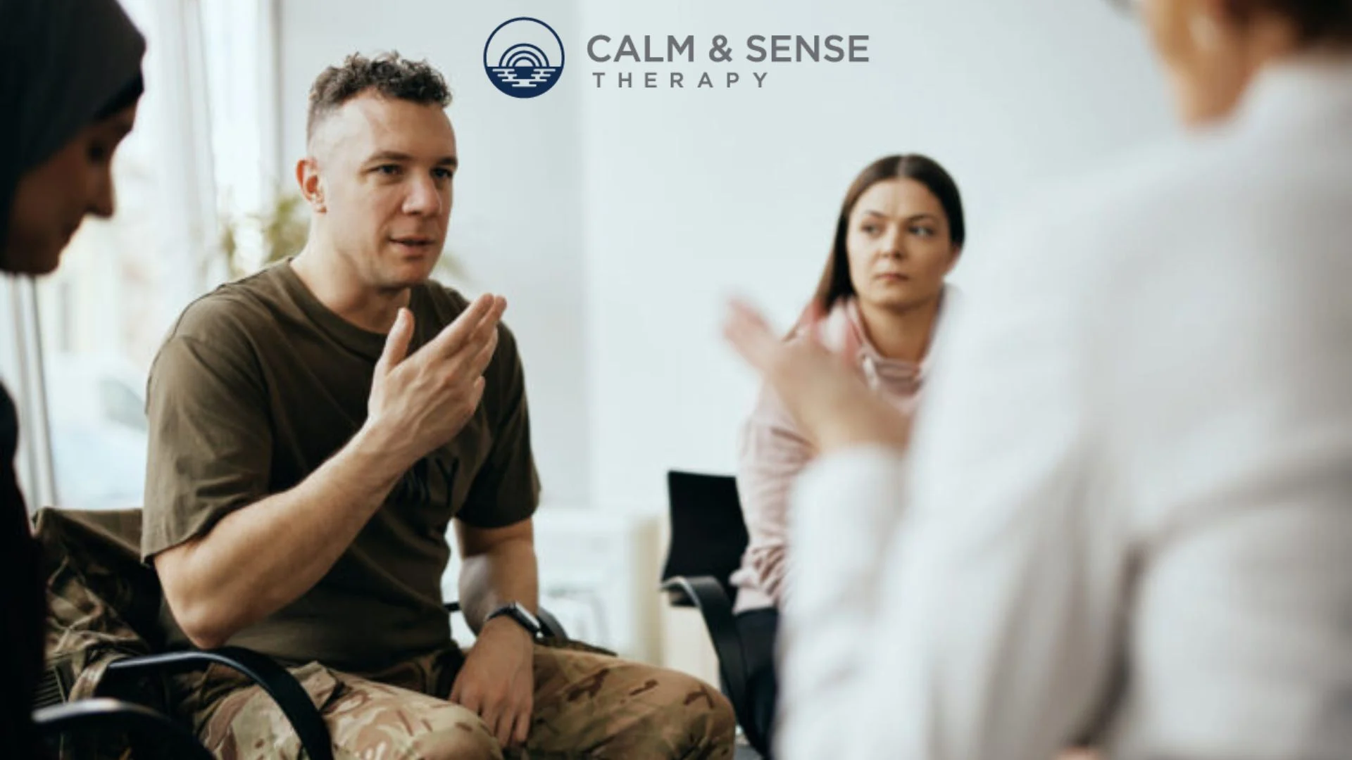 Image of Group Therapy A veteran learning how to manage PTSD without the need for substances