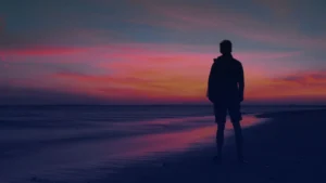Happy man in a NJ sunset