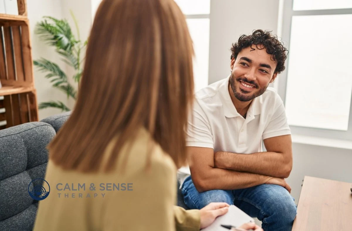 Licensed professional counselor in Warren, NJ, helping a client address mental health concerns and anxiety disorders through personalized therapy at Calm & Sense Therapy.